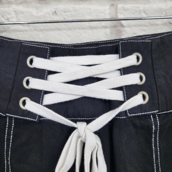 ASOS Black Lace Up Goth Steampunk Mini Skirt Side Zip  Size US 6 NEW - Picture 8 of 12